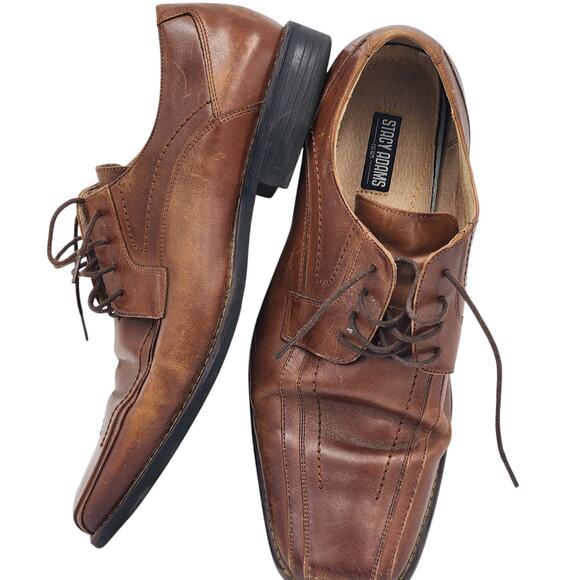 Stacy Adams Shoes Mens 12M Brown Leather Dress Formal Oxford Square Toe 23274-03 - Picture 1 of 16